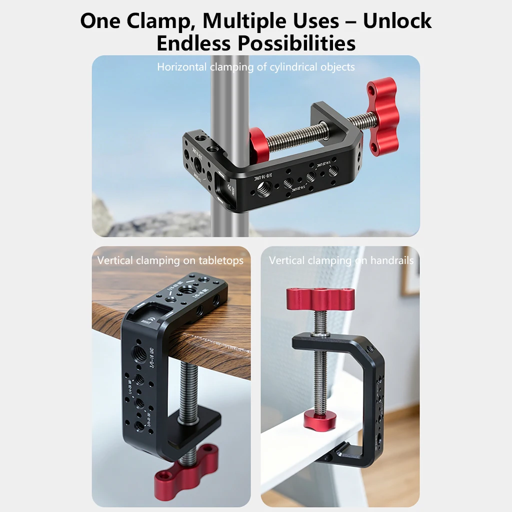 Heavy Duty Desktop C-Typ Klemme Einstellbare Schreibtisch Feste Halter Clip 1/4 3/8 für Kamera Foto Studio Licht Unterstützung stehen Halterung – Detail 23