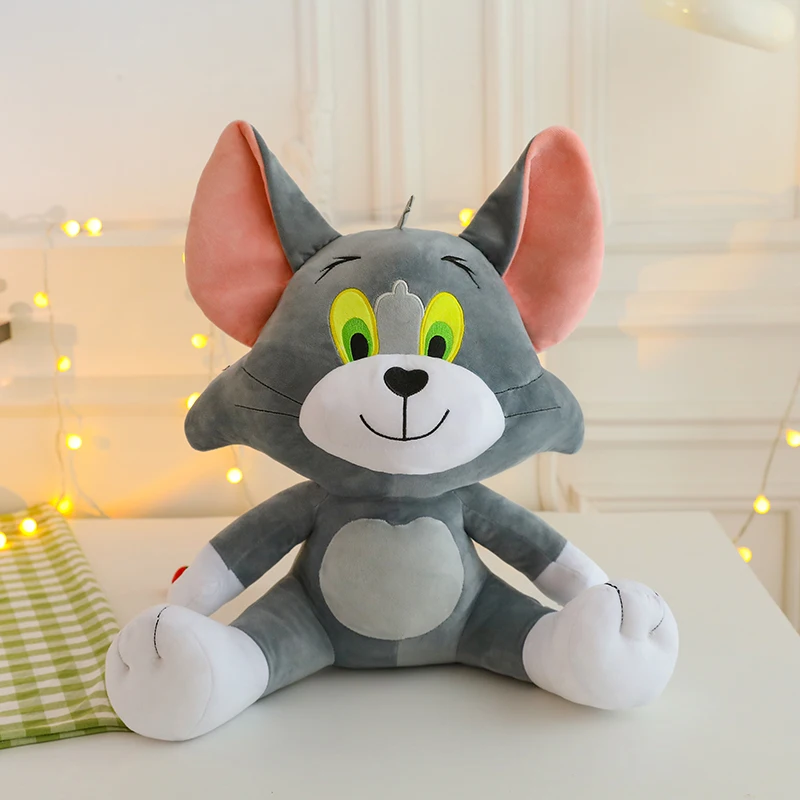 Disney-brinquedo de pelúcia Tom e Jerry para crianças, desenhos animados, gato e rato, peluches fofos, boneca de pelúcia, travesseiro macio, presente, 55cm