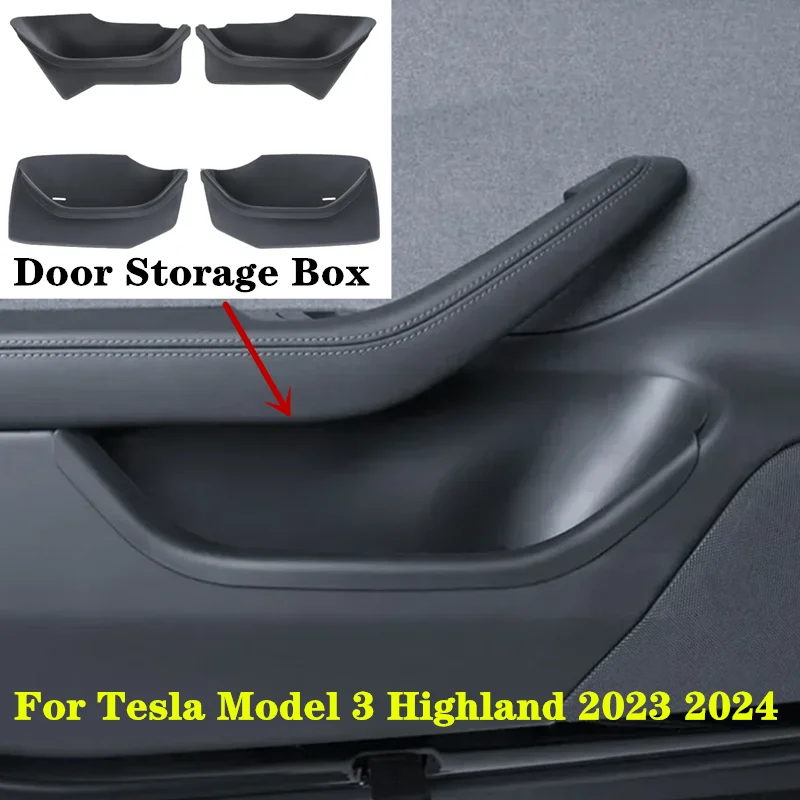 

Door Storage Box Door Handle Armrest Tray Organizer Silicone Full Cover For Tesla Model 3 Highland 2023 2024