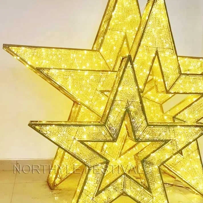 3D Star LED Motif Light, Natal Diwali, Iluminação do Festival Ramadan, Hotel Shopping Mall, Atrium Decoração do Espaço