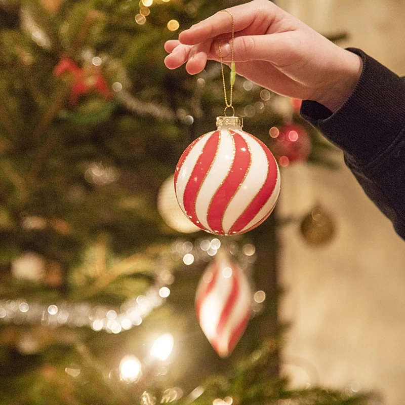 100pcs 20cm Christmas Ball Rope Christmas Tree Tags Hanging Pendant Ornament Polyester String Xmas Home Decoration New Year Noel