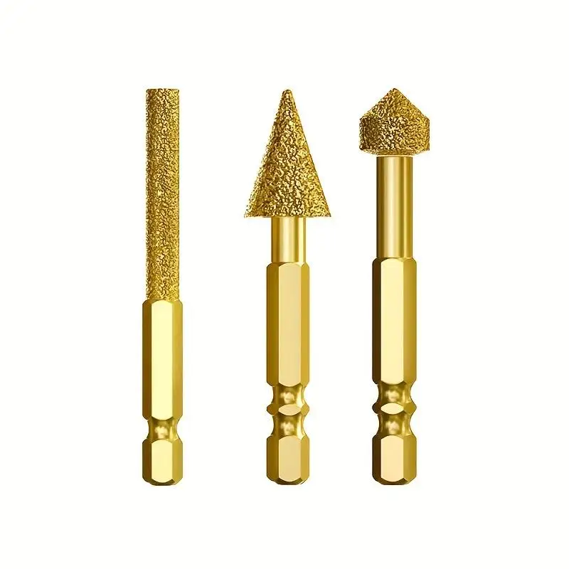 Hot Sale 3pcs Diamond Grinding Head Tile Rotary File Polishing Head For Iron, Stainless Steel, Ceramic, Tile, Fits Drill