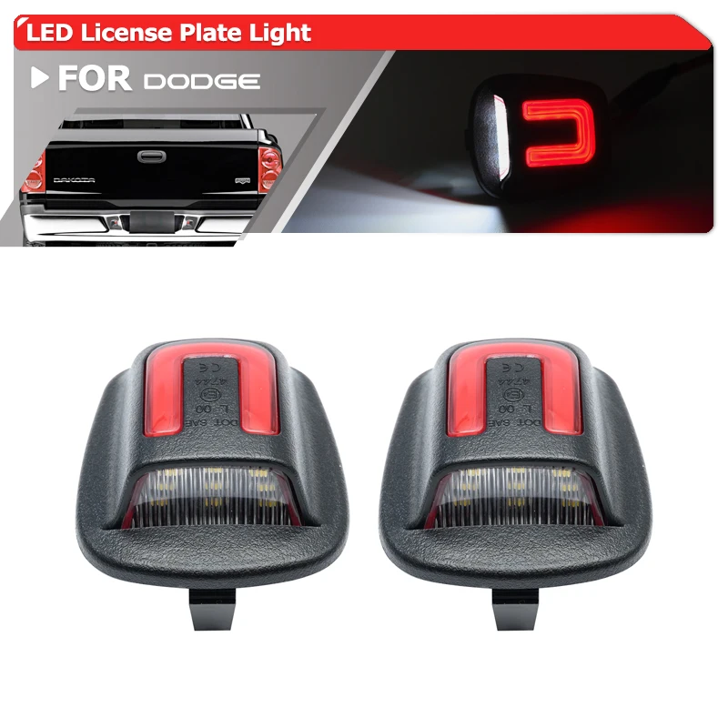 

2 шт Красный OLED белый номерной знак лампа для Dodge Dakota 1997-2011 для Mitsubishi Raider 2006-2009 OEM 55055292