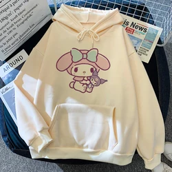 Kawaii My Melody Cartoon Anime Women Pullover Tops Spring Autumn Hoodie 2024 New Fashion Pink Sports Couple Sweatshirt Clothes