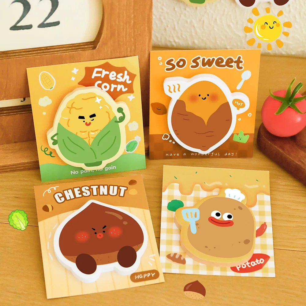 Cartoon Sweet Potato Chestnut Sticky Notes Cute High Aesthetic N Times Reusable Memo Pads for Student Stationery