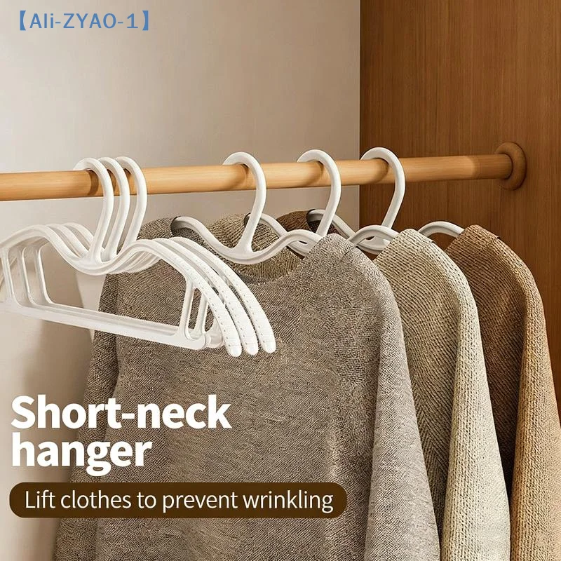 【ZYAO-1】10PCS Wide Shoulder Hangers, Short Neck Non-Slip Mark-Free, Space Saving Closet Organizer For Home Dorm Wardrobe