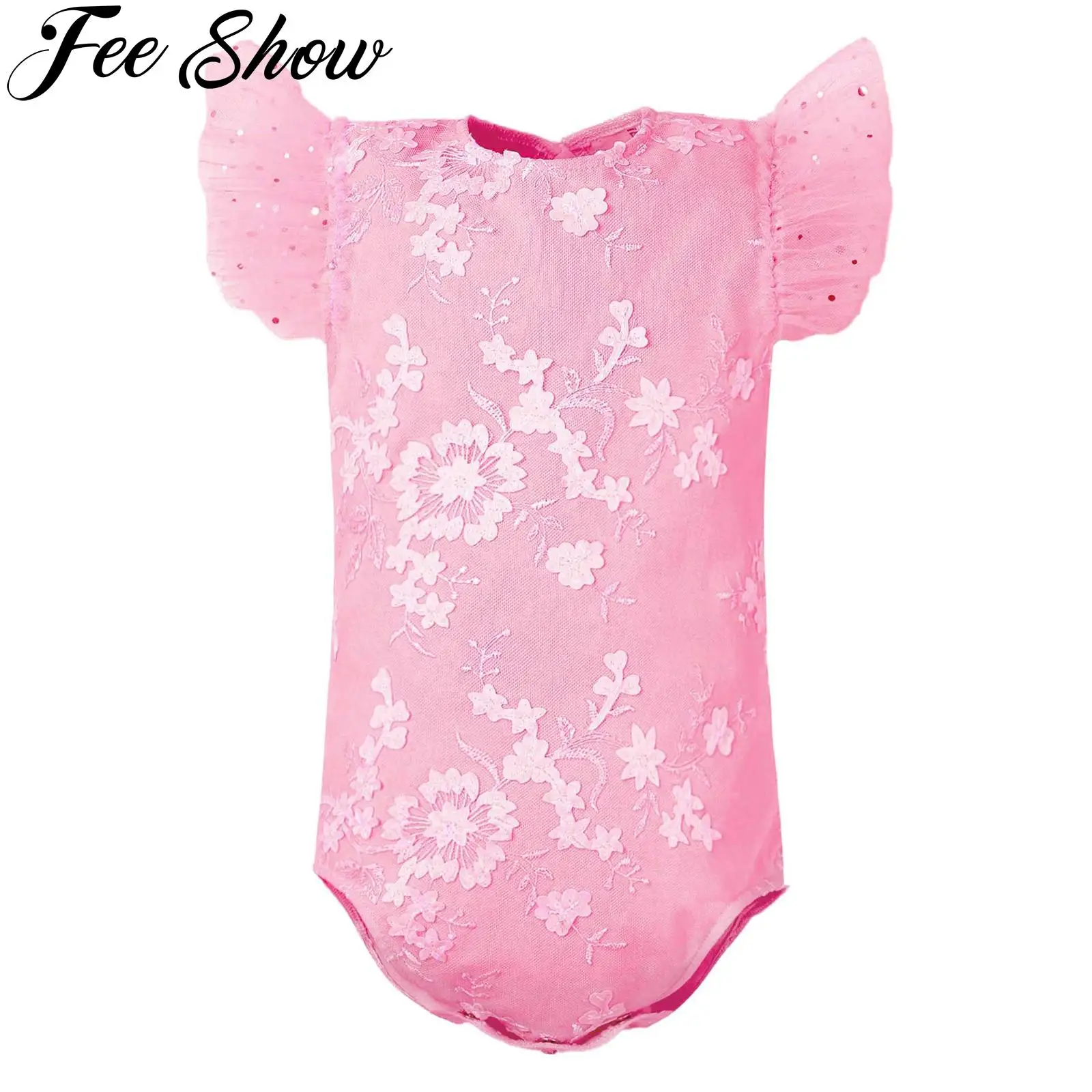 

Infant Baby Girls Flying Sleeve Cute Flower Embroidery Tulle Rompers Birthday Party Photo Shoot Jumpsuit Summer Casual Clothes