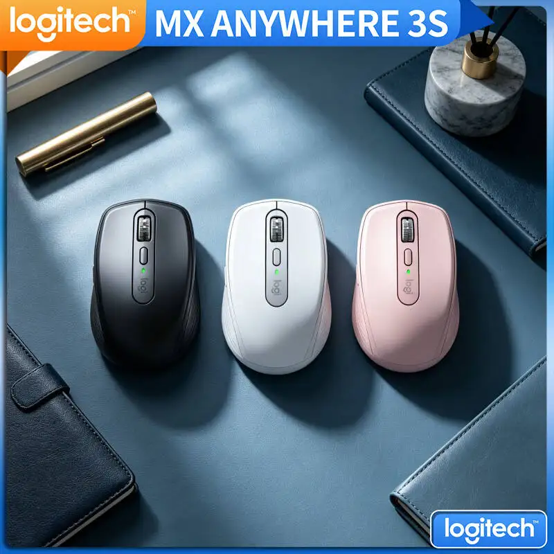 Ergonomic MX Anywhere 3S - 8000 DPI Tracking, 3-Device Sync, Silent Click, Perfect for Classroom & Office Work