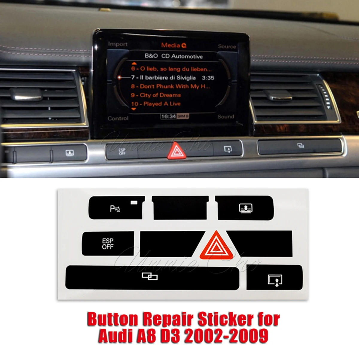 For Audi A8 D3 Button Repair Stickers A8 4E Accessories Tuning Decals For Dashboard Refinishing Seat Adjusting Fuel Trunk Switch