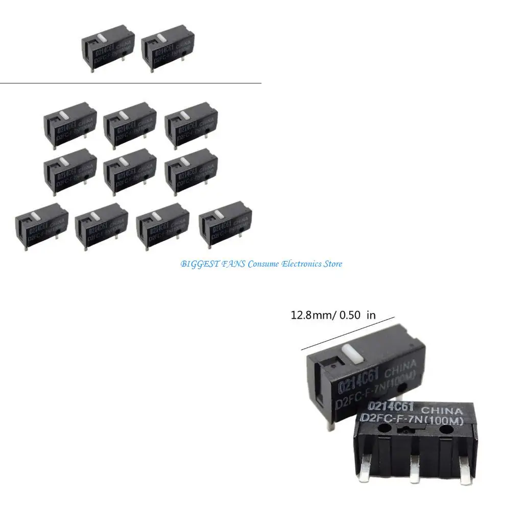 

D2FC-F-7N(100M) Micro Hot Mice Micro Switches Button WhiteDots 0.74N