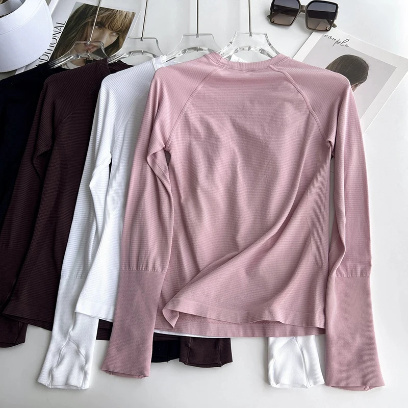 Women's Slim Fit Long Sleeved Yoga Top Autumn Winter Fitness Sports T-Shirt Professional Slimming Top for Outdoor Wear