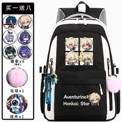 Anime Game Honkai: Star Rail Cosplay Aventurine Sparkle Acheron Black Swan High Capacity School Bag Student Knapsack Backpack