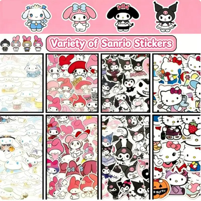

100pcs Variety Of Sanrio Cartoon Stickers Waterproof Decals For Laptop Diy Phone Notebook Decoration Stationery Kids Adults Gift