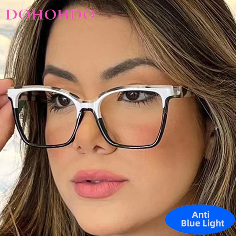 

Vintage Big Frame Cat Eye Anti-Blue Light Glasses Women Men Luxury Brand Designer Computer Optical Eyewear For Office Work Очки