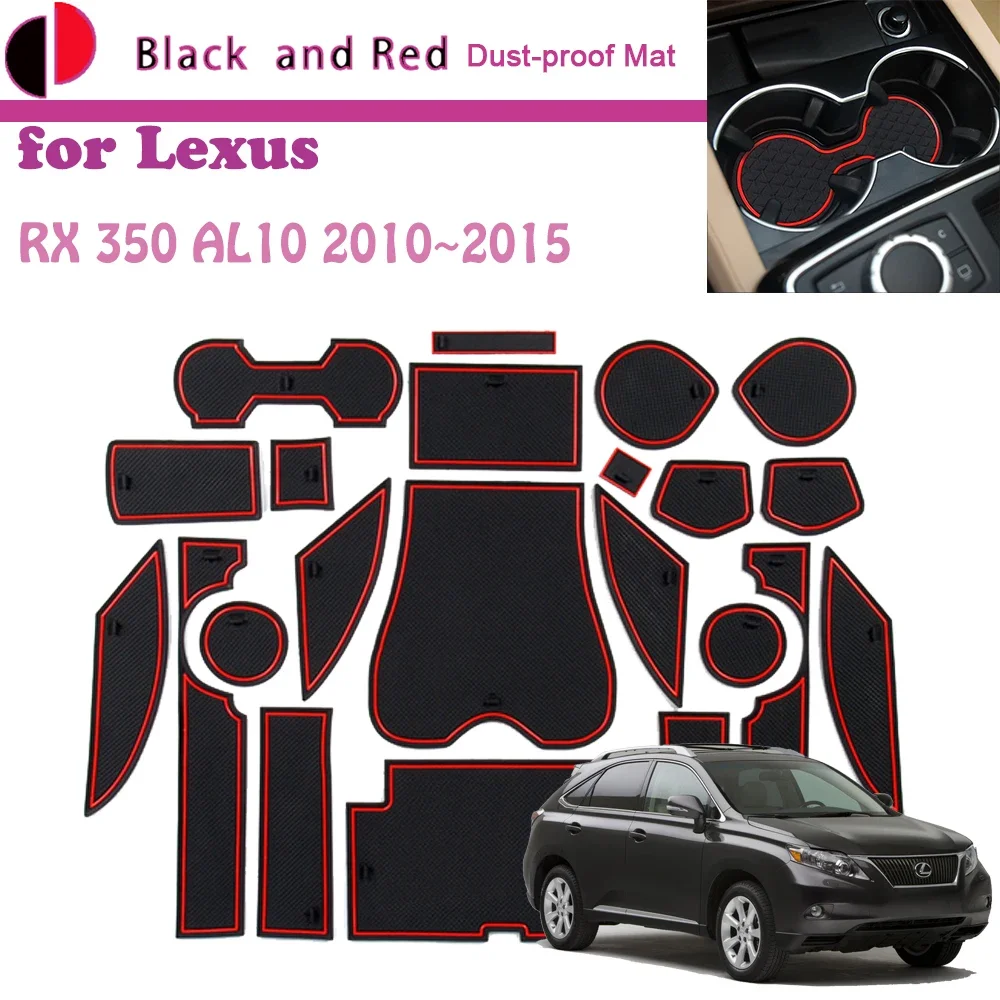 Rubber Door Groove Mat for Lexus RX 350 AL10 2010~2015 Cushion Gate Storage Slot Coaster Dust-proof Car Interior Sticker Pad Rug