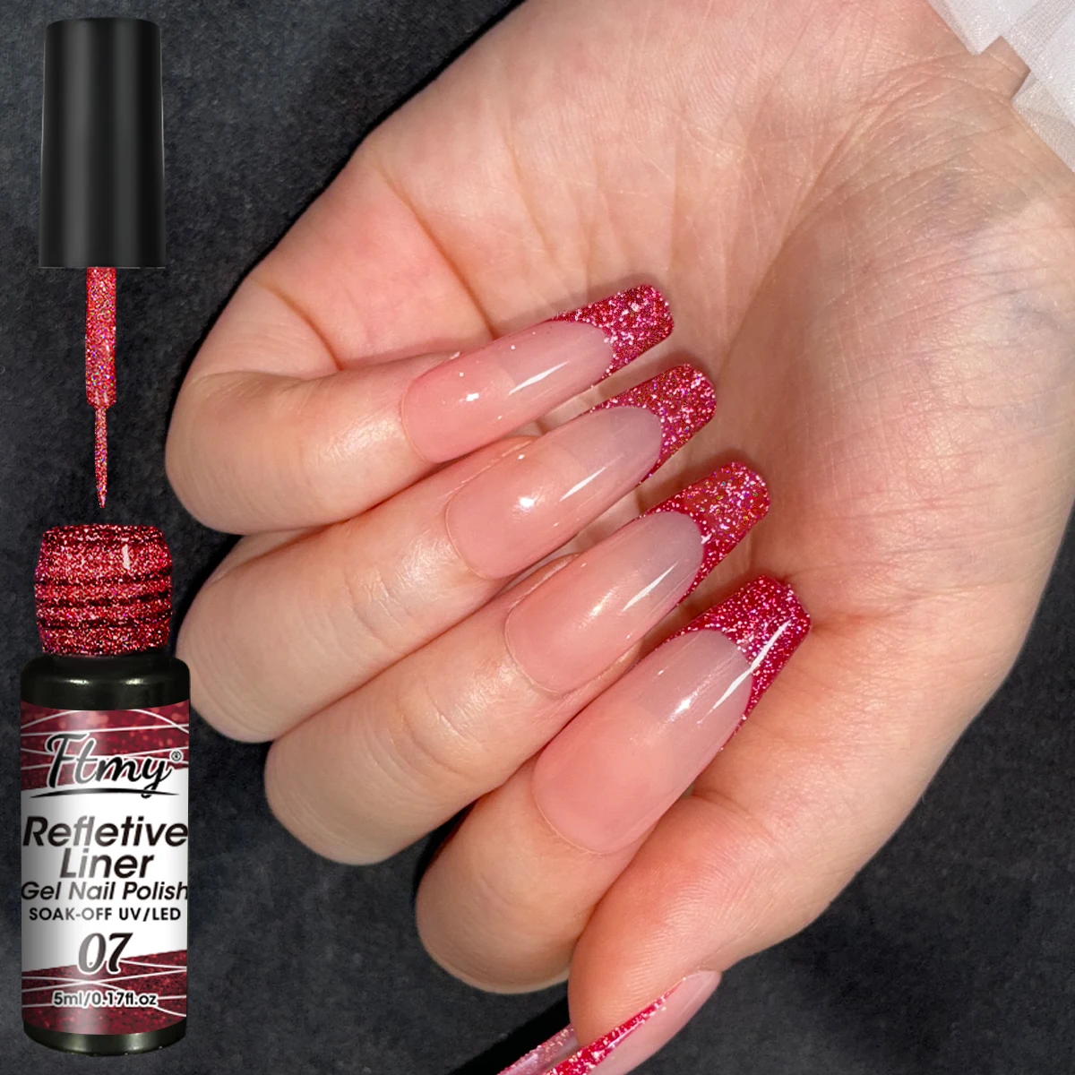 5 ml Eyeliner-Gel-Nagellack, 2 ultrafeine Pinselköpfe, französische Pull-Line-Graffiti-Malerei, Streifendesign, Gel-Lack