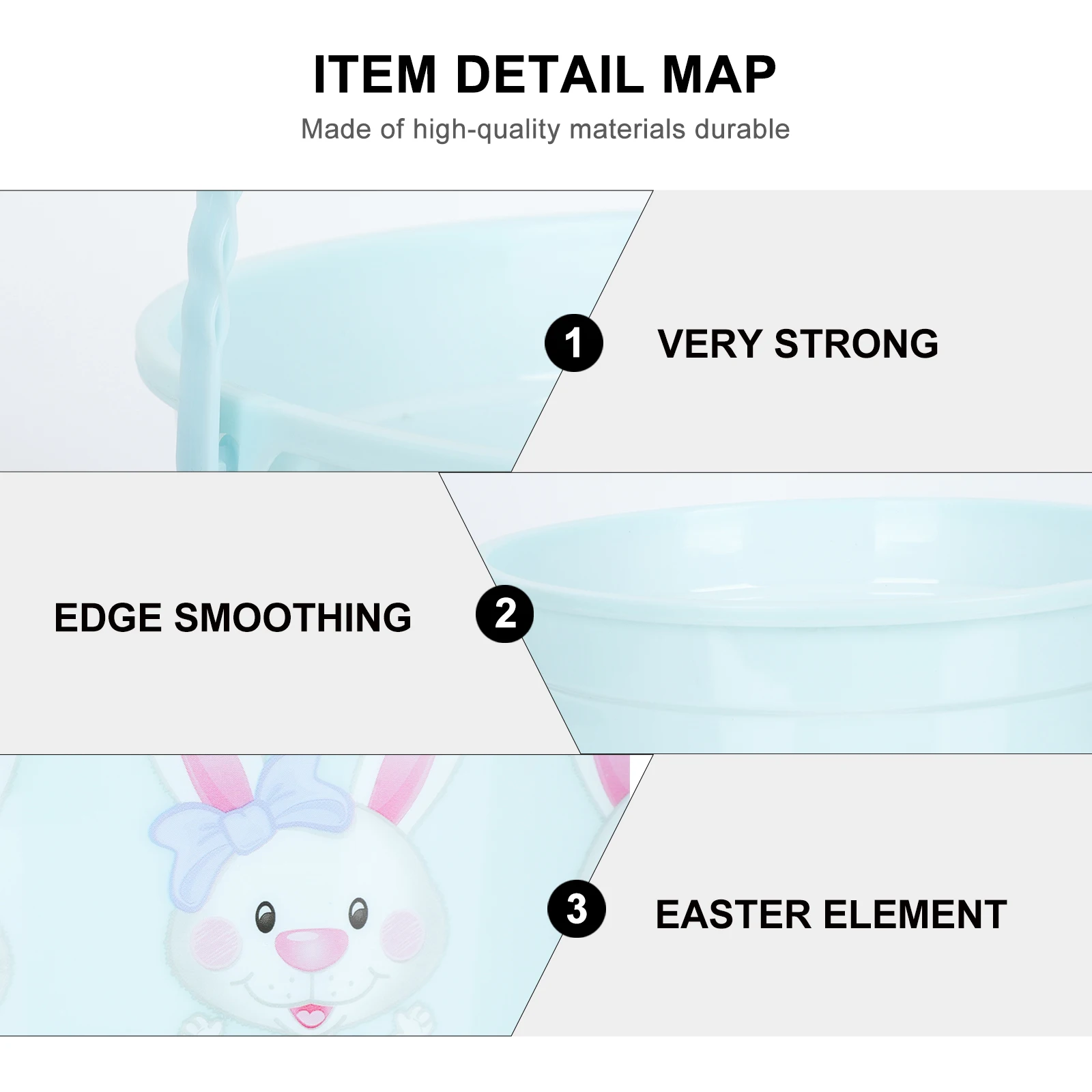 

1pcs Rabbit Design Sand For Kids Beach Outdoor Plastic Water Easter Party Hand-Held Bucket Storage Holder Bunny Pattern Fishing
