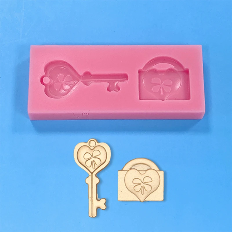 Home key lock button decoration silicone mold European love lock magic key creative decoration DIY chocolate candy mold