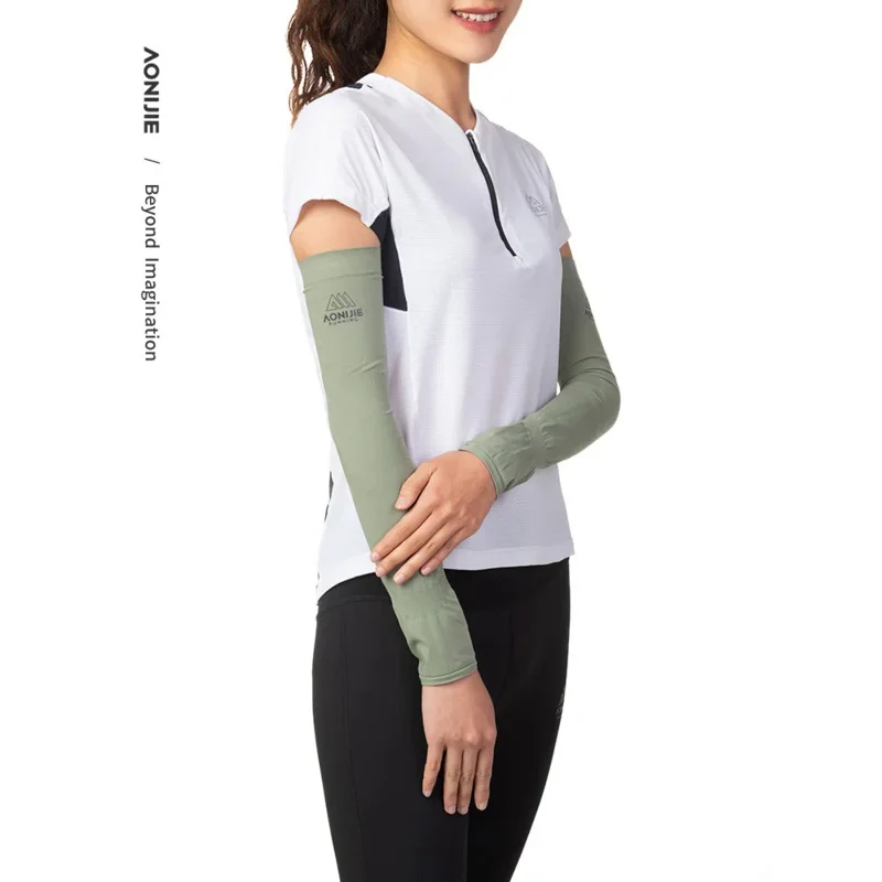 AONIJIE Summer Cool Arm Sleeves Men Women UV Protection Quick Dry Sunscreen Ice Silk Sports Cycling Running Sleeves Thumb Hole