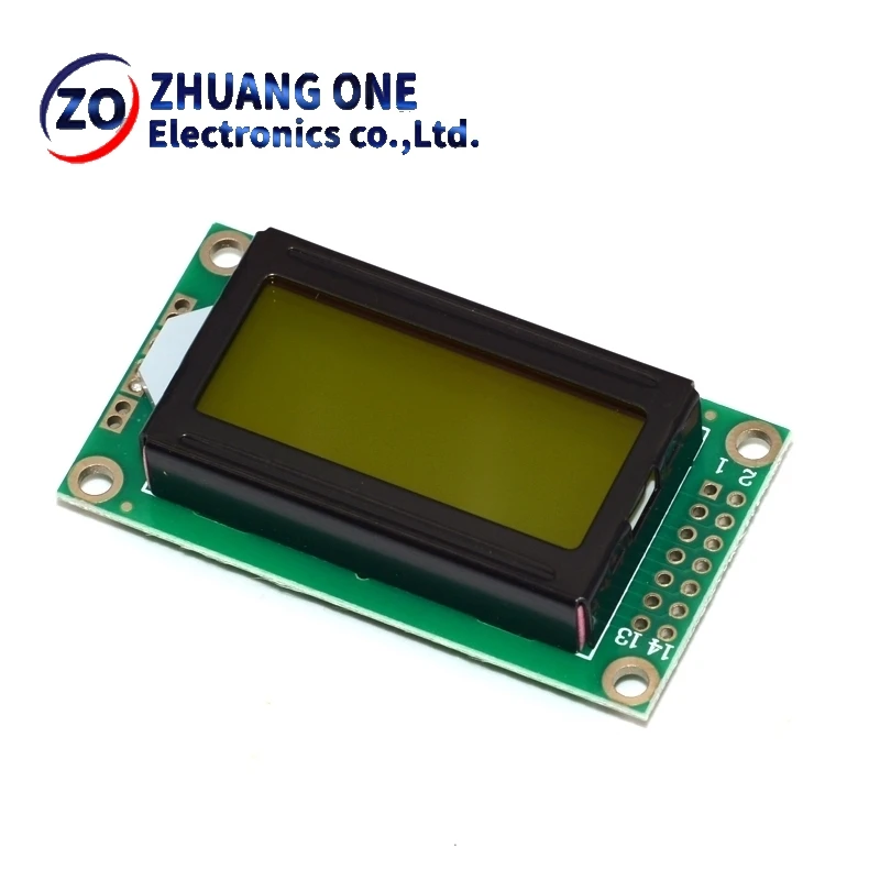 8 x 2 LCD Module 0802 Character Display Screen Blue / Yellow Green