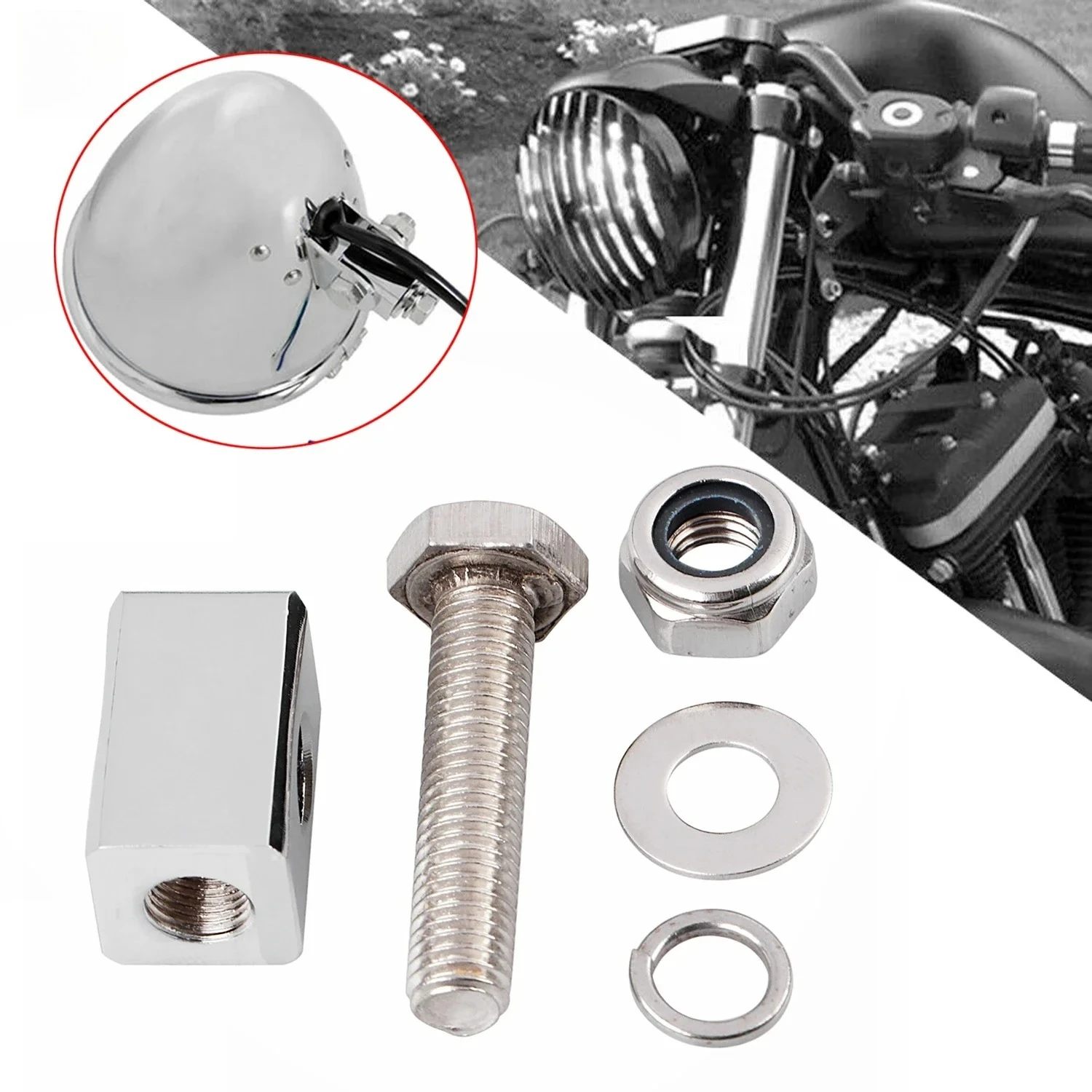 Motorcycle For Harley Chrome Headlight Block Bracket Mount Sportster 883 1200 Dyna Super Glide Softail Deluxe FLSTN Touring