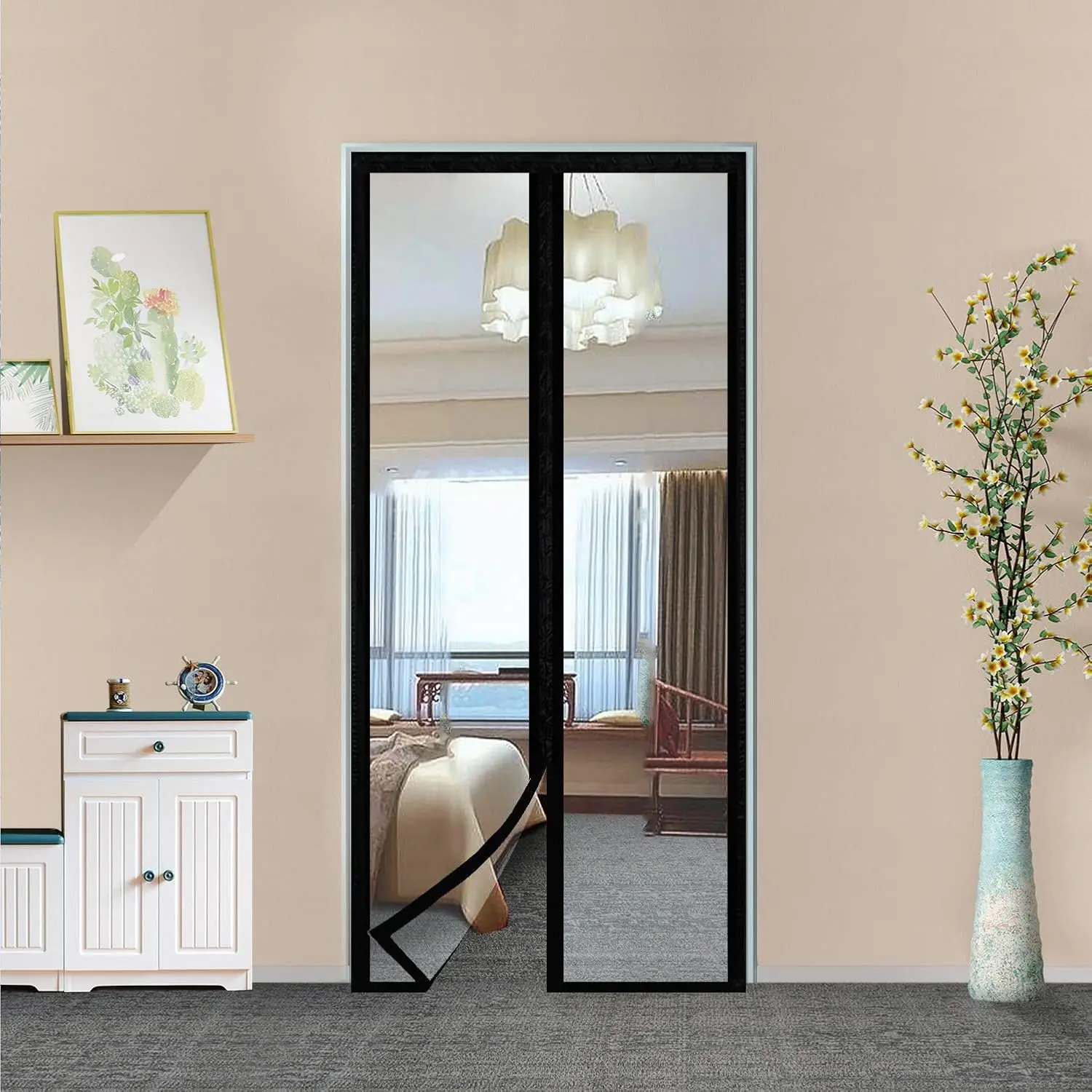 

Transparent Insulated Curtain-Magnetic Thermal Cover, Screen Self-Closing Privacy Screen Hands Free for Patio, Kitchen, Bedro