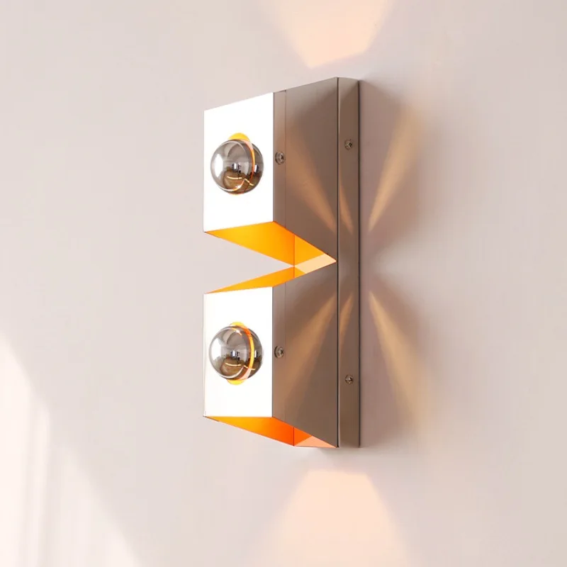 

Color retro background wall double-headed wall lamp Nordic creative living room dining room lamp