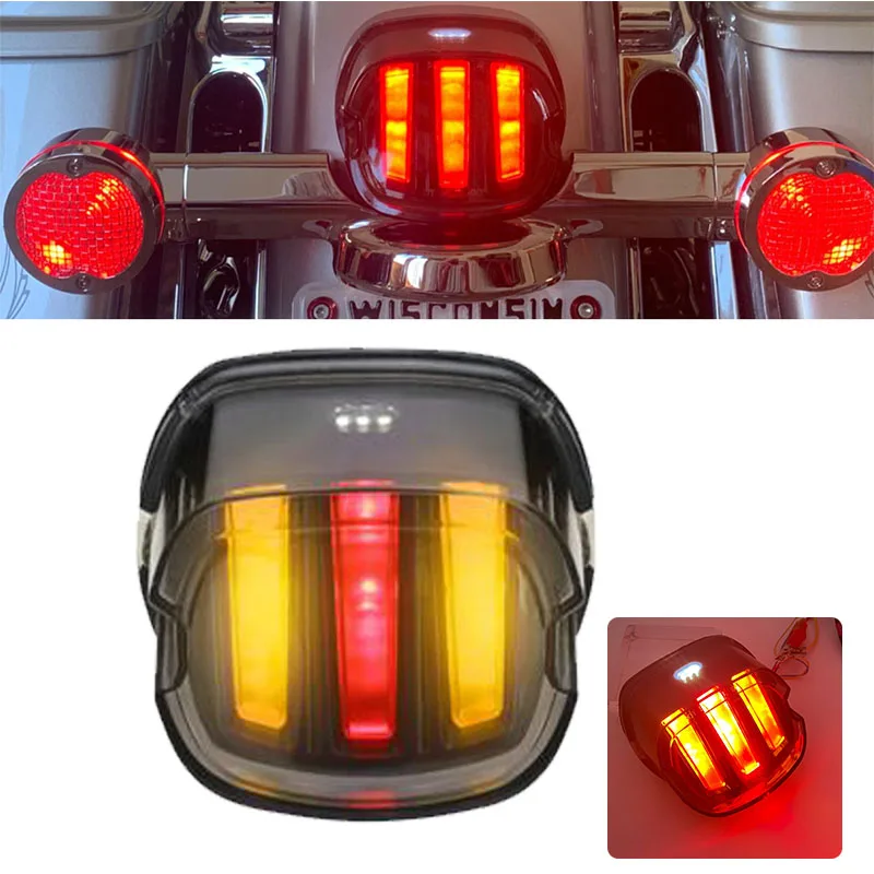 License Running Tail Brake Light Compatible with H arley Sportster XL883 1200 Fatboy Softail Touring Road King LED Tail Light