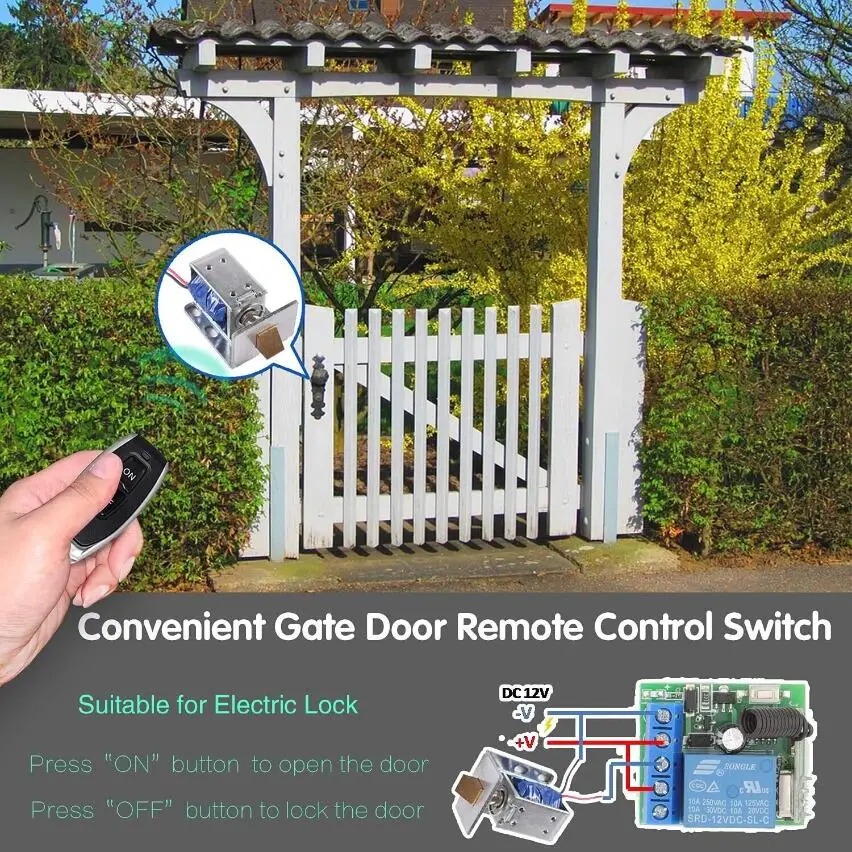 Wireless 433 Mhz RF Gate Remote Control Switch DC 12V 10A 220v Module ON OFF Transmitter Radio Relay Universal Garage LED Door