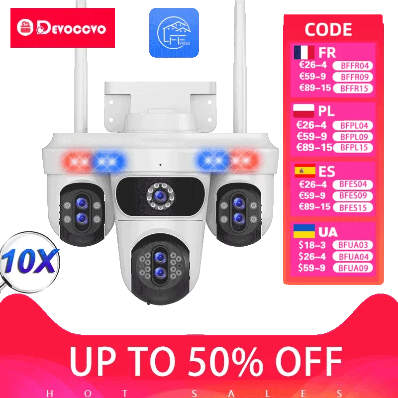 7 Lens 4 Screens PTZ IP Camera 35MP Outdoor 4K Wireless WiFi Security Camera 10X Zoom Auto Tracking CCTV Video Camera Waterproof