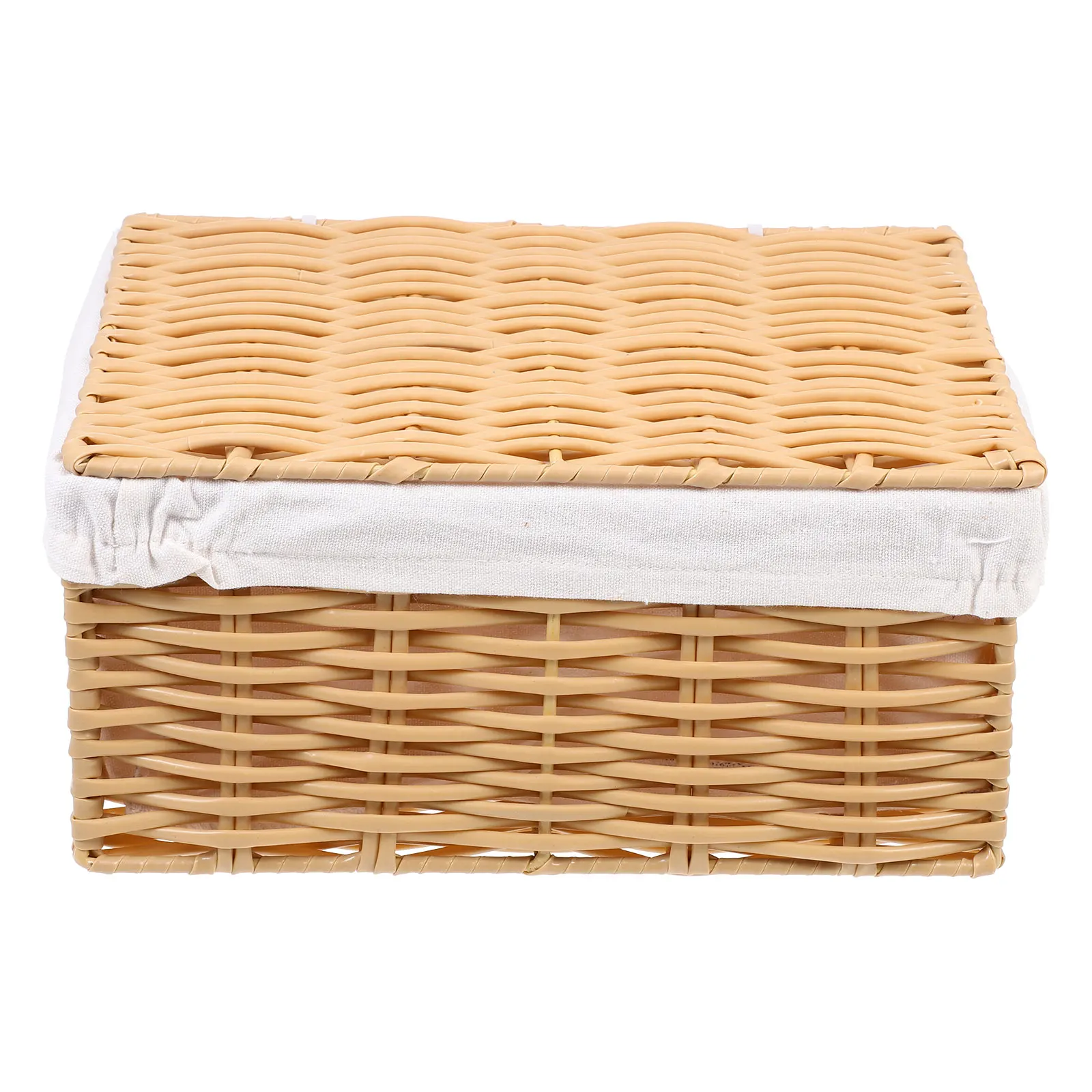 

Plastic Storage Basket with Lid Home Decor Small Size Woven Baskets for Clothes Toys Sundries Kitchen Living Room Pantry