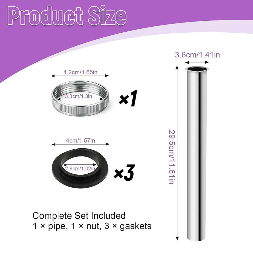 الفولاذ المقاوم للصدأ الغمر الأنابيب 29.5 سنتيمتر ل سيفون تمديد الأنابيب استنزاف أنبوب قابل للتعديل رائحة فخ زجاجة سيفون 1 1/4 بوصة X 32 مللي متر