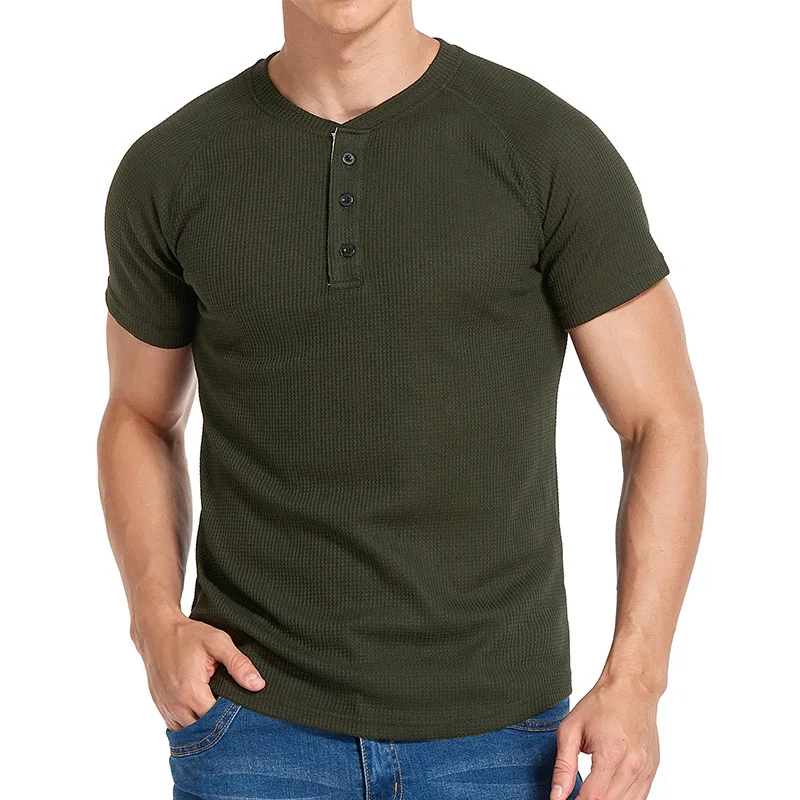 Foreign Trade  Short Sleeved T-shirt for Men, Europe, America, New Summer Casual Solid Color Men's T-shirt for Men's Clothing