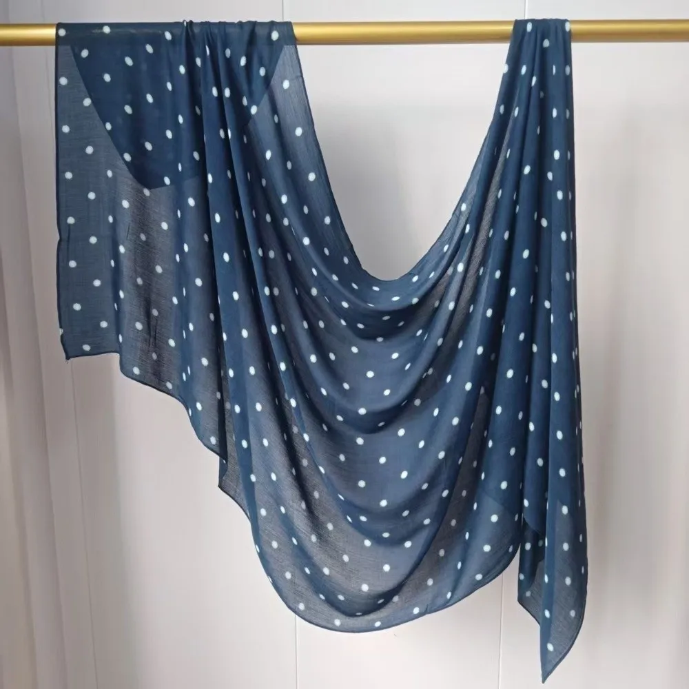 Fashion Sunscreen Polka Dot Headscarf Cotton Long Hijab Scarf Veil Head Wrap Thin Large Shawl Vacation