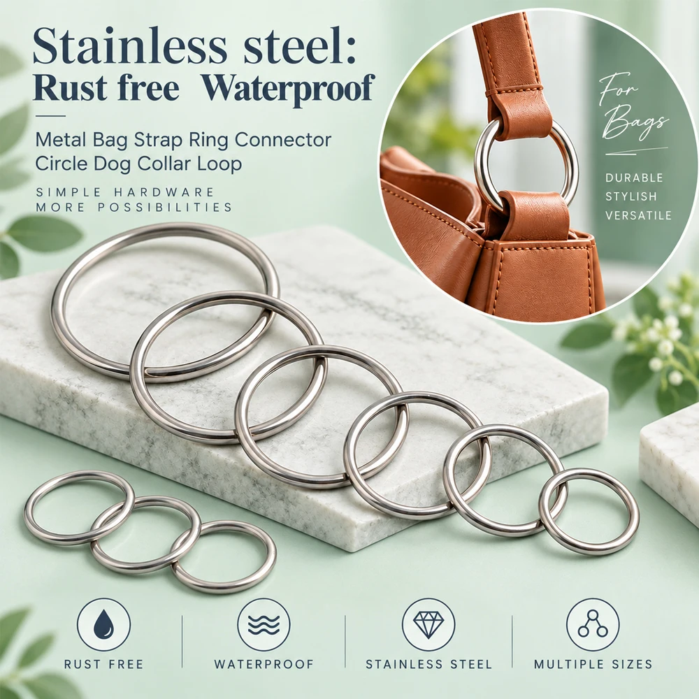 5/15/30PCS 15-100mm Multi-Size Stainless Steel O Ring For Handbag Bag Handle DIY Connect Circle Ring Dog Collar Loop Accessories