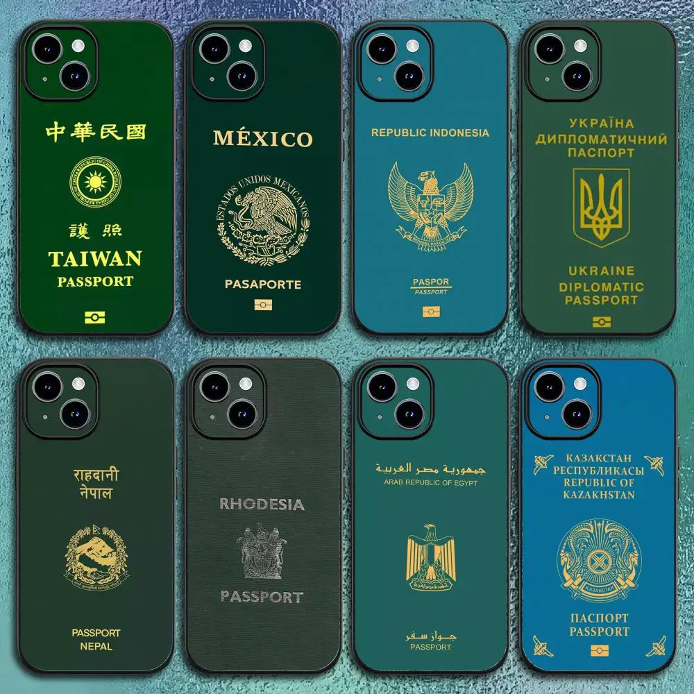 

Чехол для телефона с дизайном паспорта для iPhone 17 16 15 14 13 12 11 Pro Max Plus Mini, зеленый фон, черный матовый мягкий чехол-футляр