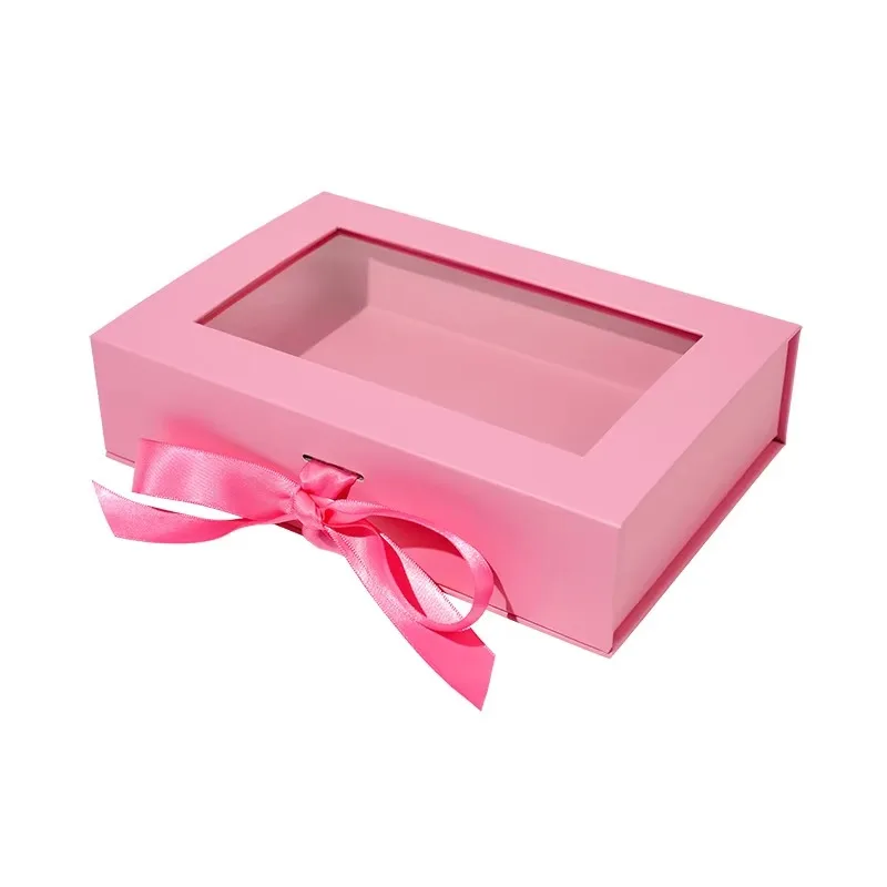 

Подарочная коробка розового цвета на заказ｜Упаковка с прозрачным окном｜Немагнитная｜Жесткая картонная коробка｜Упаковка для косметики