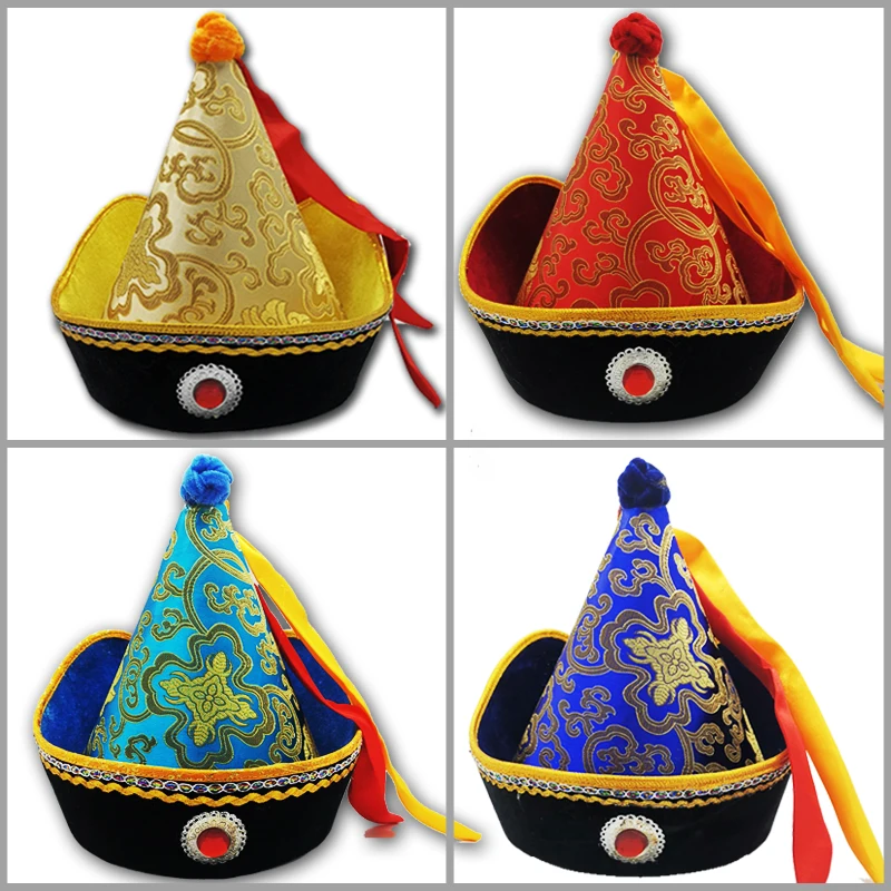 

Steepletop Mongolian Hats For Adults Festival Performance Cap Mongolia Traditional Headwear Royal Prince Cosplay