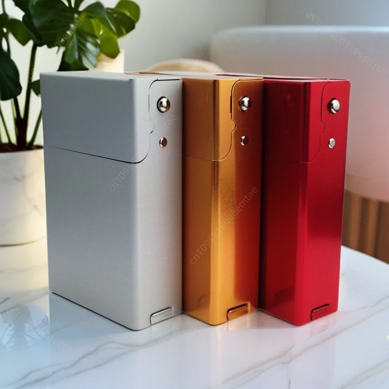 New 20 side opening automatic aluminum cigarette box, mass customized cigarette box, cigarette accessories, men's gift
