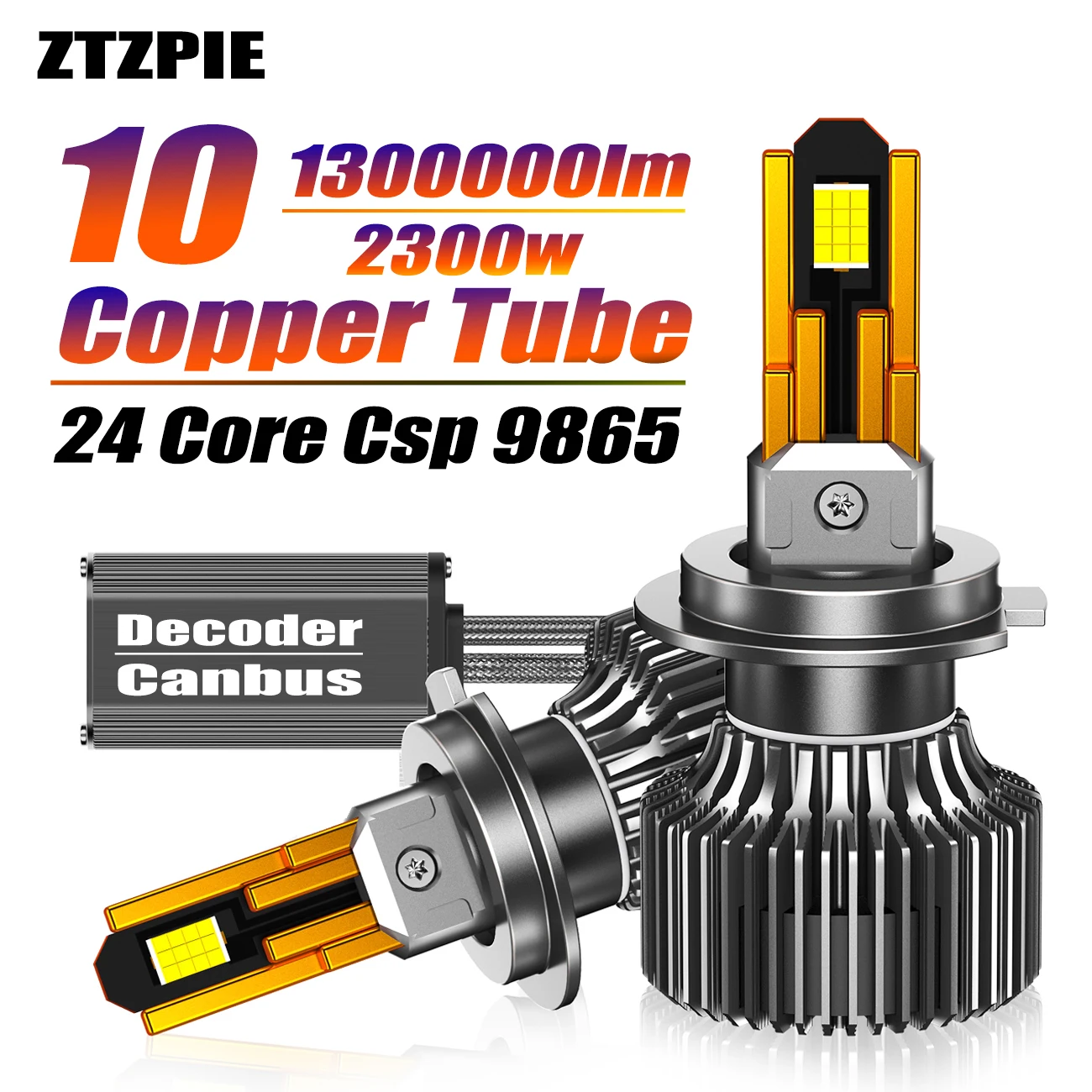 

ZTZPIE High Power H7 H4 Canbus LED Headlight Bulbs 9005 Hb3 9006 HB4 H11 H1 9012 HIR 10 Copper Tube 24 Core CSP 9865 Car Light