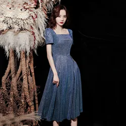 DongCMY Luxury Evening Dress Women's New 2024 Burst Spring And Autumn Short-sleeved Banquet Temperament Luxury Prom Party Gown