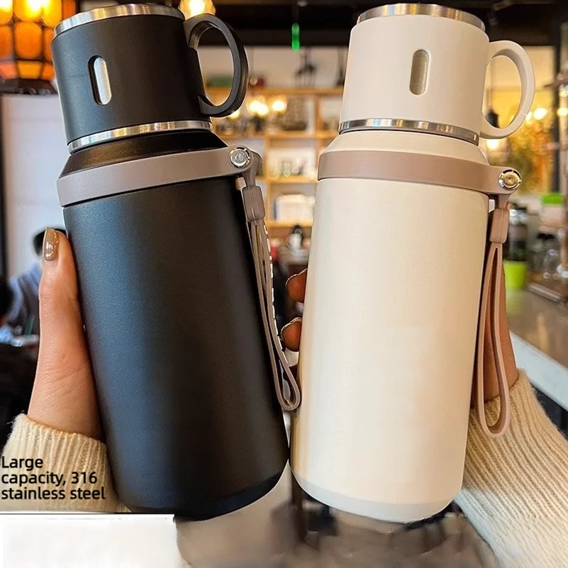 316 stainless steel insulated thermos, large capacity, stylish design, with a lid for brewing tea