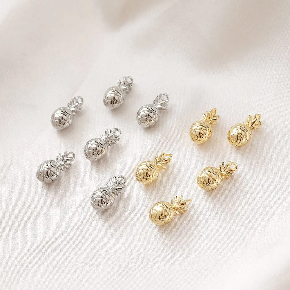 6PCS Dainty Small Pineapple Charms Fruit Charm Jewelry Making Supplies Pendant Findings DIY Brass 14k Gold Filled 6*13mm - view 3