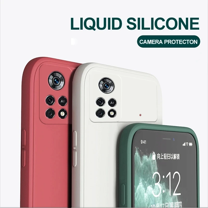 NEW Original Square Liquid Silicone Phone Case For Xiaomi Poco X4 X 4 Pro X4pro Pocox4 Pro 5G F4 GT Full Lens Protection Cover