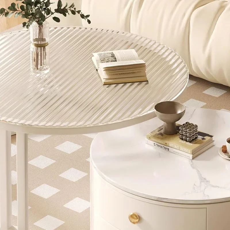 White Luxury Glass Table Makeup Transparent Elegant Liftable Funky Coffee Table Mobile Muebles Para El Hogar Furniture Sets
