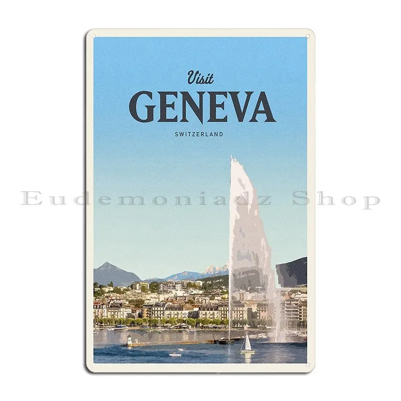 Visit Geneva Metal Plaque Poster Cinema Wall Decor Personalized Party Plates Printing Tin Sign Poster