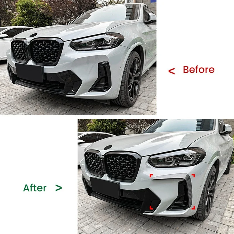 Car Front Lights Frames Cover Bumper Trim Spoiler For BMW X3 X4 G01 G02 M Sport LCI 2022 2023 +