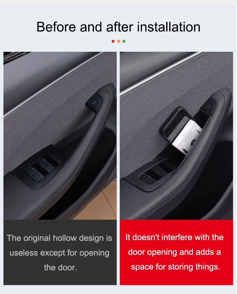 For Tesla Model 3/Y 2021-2024 Door Handle Storage Box Side Armrest Organizer Container Tray Four-door Inner Handle All-inclusive