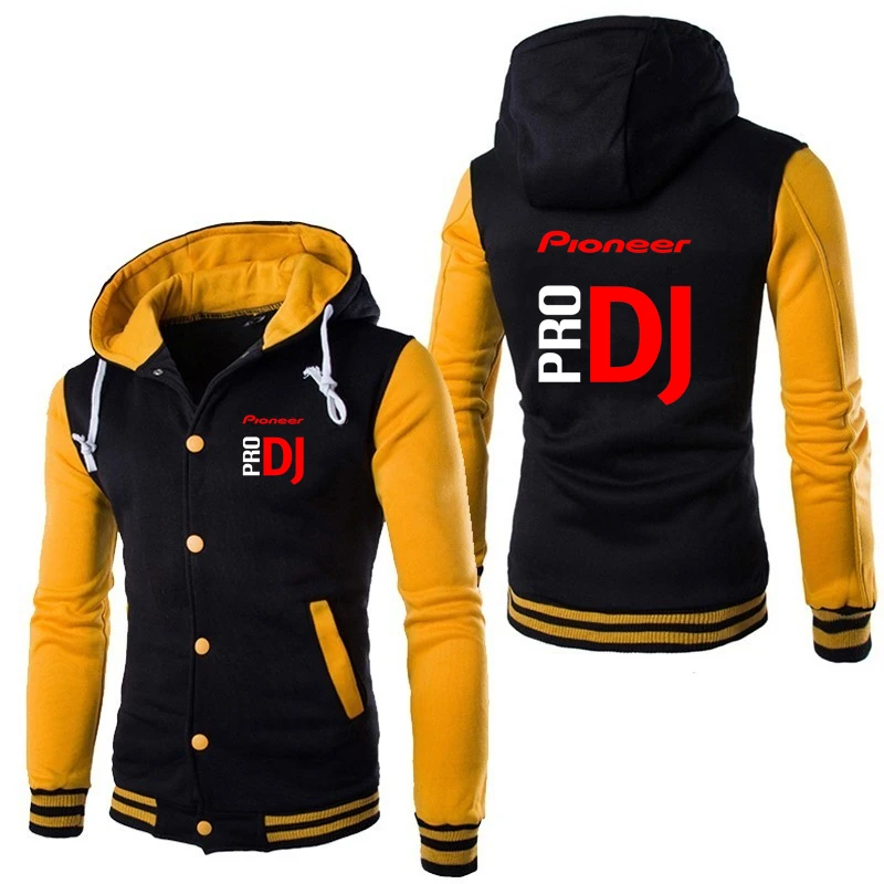 

Spring Autumn Selling Men’s Hoodie Pioneer Pro DJ Printed Customizable Logo Men Baseball Uniform Buttons Sweatshirt Temperament