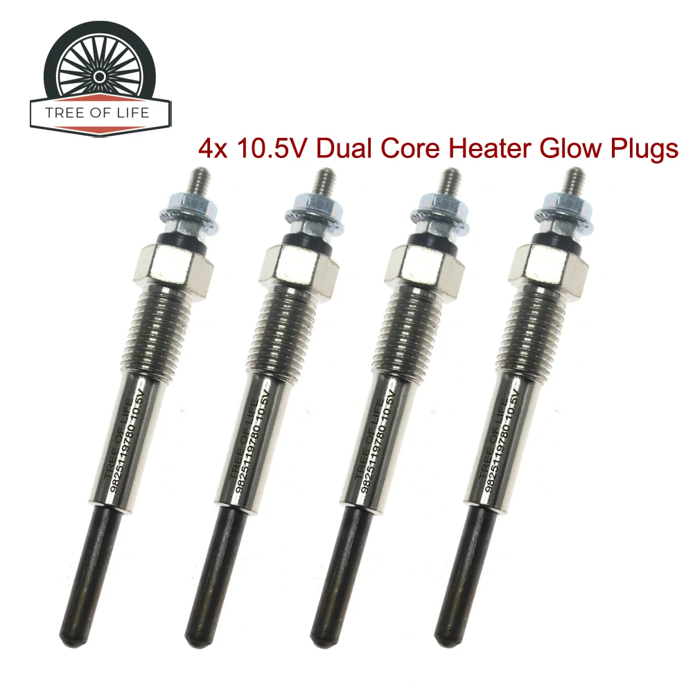 4x Bujías de incandescencia de doble núcleo de 10.5V para motores Isuzu ELF250 ELF350 C221 C240 Serie BLD KAD C240 C190 9-82511978-0